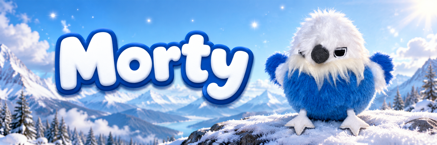 Morty banner over snowy mountain peaks